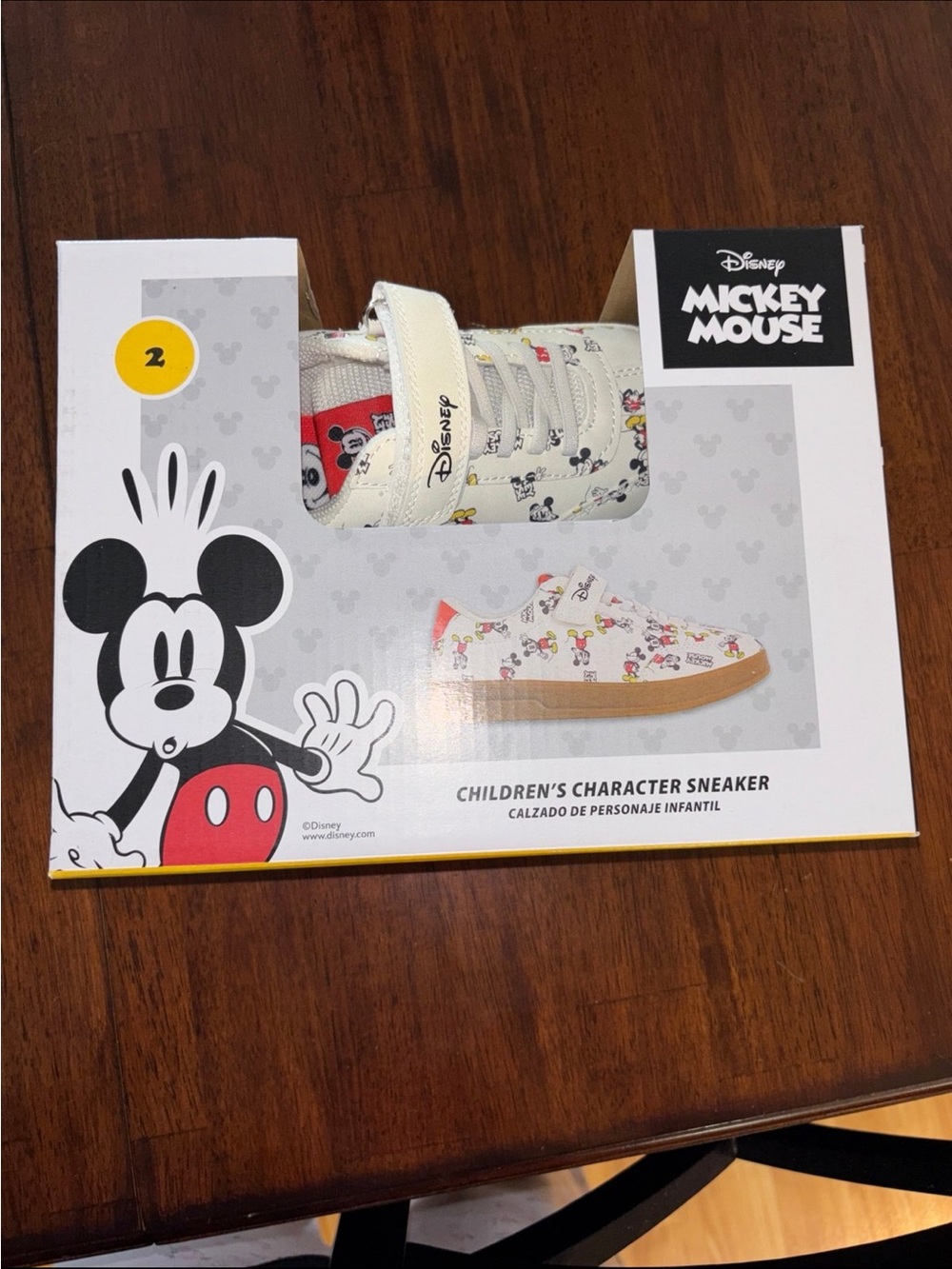 Disney White Mickey Mouse Kids Sneakers with Red Accents